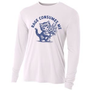 Rage Consumes Me Cat Flower Cute Kitty Cat Meme Cooling Performance Long Sleeve Crew