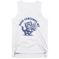 Rage Consumes Me Cat Flower Cute Kitty Cat Meme Tank Top