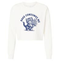 Rage Consumes Me Cat Flower Cute Kitty Cat Meme Cropped Pullover Crew