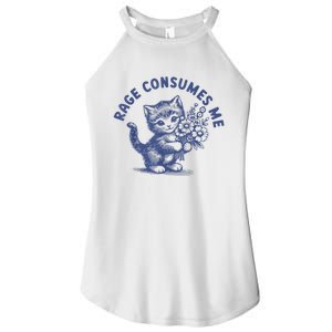 Rage Consumes Me Cat Flower Cute Kitty Cat Meme Women's Perfect Tri Rocker Tank