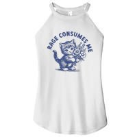 Rage Consumes Me Cat Flower Cute Kitty Cat Meme Women's Perfect Tri Rocker Tank