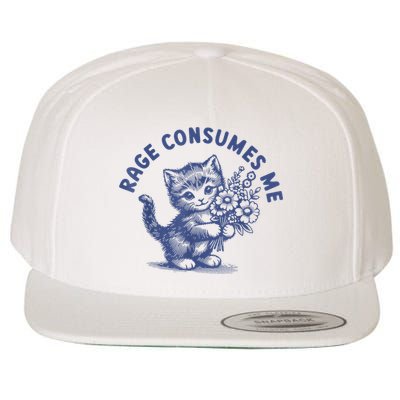 Rage Consumes Me Cat Flower Cute Kitty Cat Meme Wool Snapback Cap