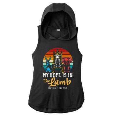 Retro Christian My Hope Is In Lamb Jesus Religious Scripture Ladies PosiCharge Tri-Blend Wicking Draft Hoodie Tank