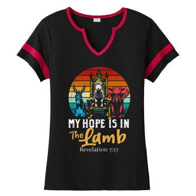 Retro Christian My Hope Is In Lamb Jesus Religious Scripture Ladies Halftime Notch Neck Tee