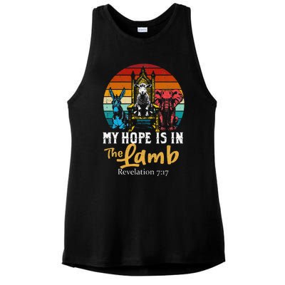 Retro Christian My Hope Is In Lamb Jesus Religious Scripture Ladies PosiCharge Tri-Blend Wicking Tank