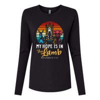 Retro Christian My Hope Is In Lamb Jesus Religious Scripture Womens Cotton Relaxed Long Sleeve T-Shirt