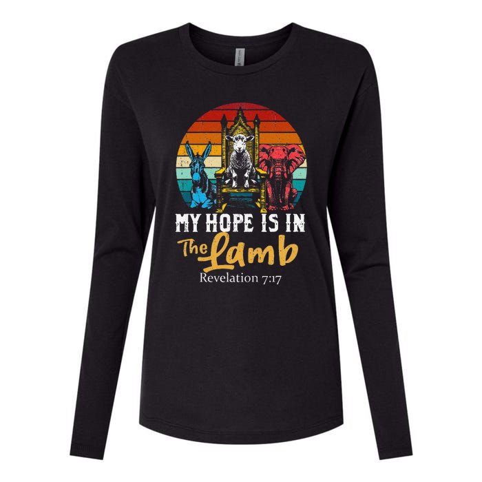 Retro Christian My Hope Is In Lamb Jesus Religious Scripture Womens Cotton Relaxed Long Sleeve T-Shirt