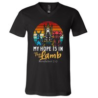 Retro Christian My Hope Is In Lamb Jesus Religious Scripture V-Neck T-Shirt