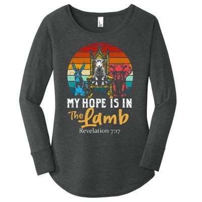 Retro Christian My Hope Is In Lamb Jesus Religious Scripture Women's Perfect Tri Tunic Long Sleeve Shirt