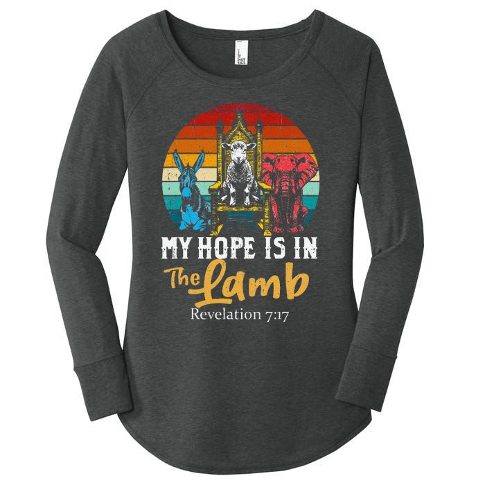 Retro Christian My Hope Is In Lamb Jesus Religious Scripture Women's Perfect Tri Tunic Long Sleeve Shirt