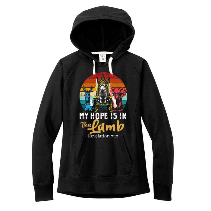 Retro Christian My Hope Is In Lamb Jesus Religious Scripture Women's Fleece Hoodie