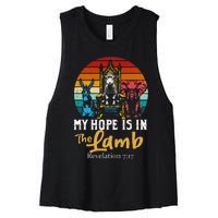 Retro Christian My Hope Is In Lamb Jesus Religious Scripture Women's Racerback Cropped Tank