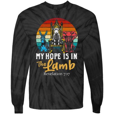 Retro Christian My Hope Is In Lamb Jesus Religious Scripture Tie-Dye Long Sleeve Shirt