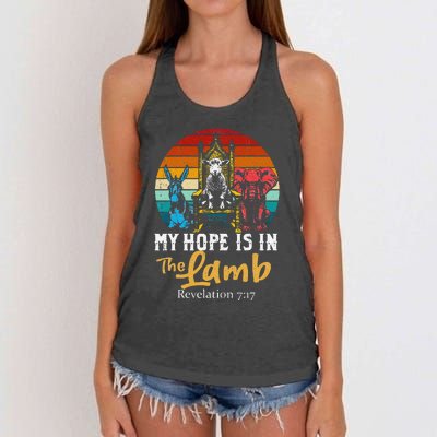 Retro Christian My Hope Is In Lamb Jesus Religious Scripture Women's Knotted Racerback Tank