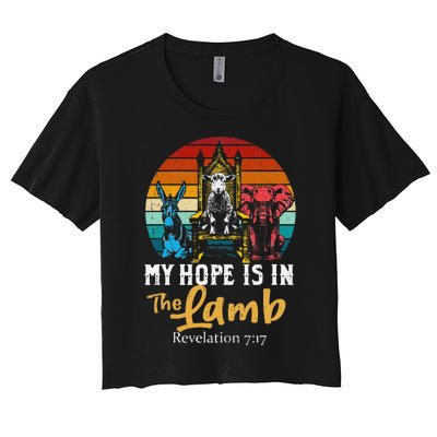 Retro Christian My Hope Is In Lamb Jesus Religious Scripture Women's Crop Top Tee