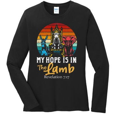 Retro Christian My Hope Is In Lamb Jesus Religious Scripture Ladies Long Sleeve Shirt