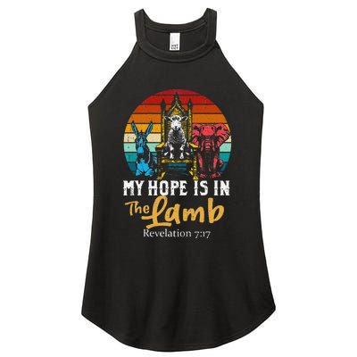 Retro Christian My Hope Is In Lamb Jesus Religious Scripture Women's Perfect Tri Rocker Tank