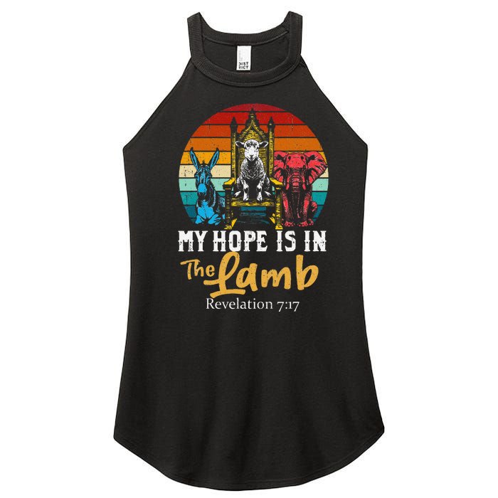 Retro Christian My Hope Is In Lamb Jesus Religious Scripture Women's Perfect Tri Rocker Tank