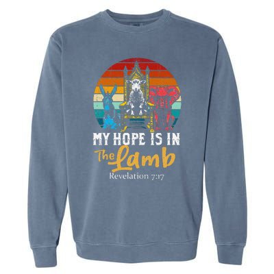 Retro Christian My Hope Is In Lamb Jesus Religious Scripture Garment-Dyed Sweatshirt