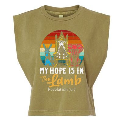 Retro Christian My Hope Is In Lamb Jesus Religious Scripture Garment-Dyed Women's Muscle Tee