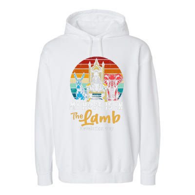 Retro Christian My Hope Is In Lamb Jesus Religious Scripture Garment-Dyed Fleece Hoodie