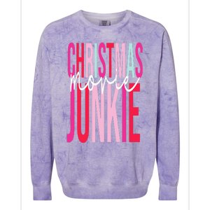 Retro Christmas Movie Junkie Funny Matching Xmas Trees Colorblast Crewneck Sweatshirt