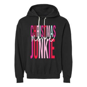 Retro Christmas Movie Junkie Funny Matching Xmas Trees Garment-Dyed Fleece Hoodie