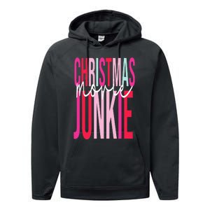 Retro Christmas Movie Junkie Funny Matching Xmas Trees Performance Fleece Hoodie