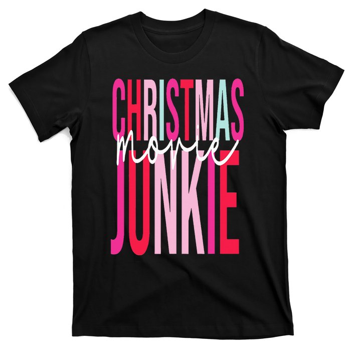 Retro Christmas Movie Junkie Funny Matching Xmas Trees T-Shirt