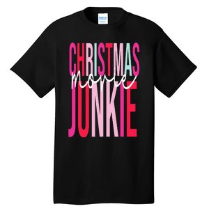 Retro Christmas Movie Junkie Funny Matching Xmas Trees Tall T-Shirt