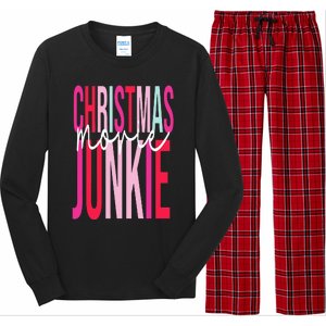 Retro Christmas Movie Junkie Funny Matching Xmas Trees Long Sleeve Pajama Set