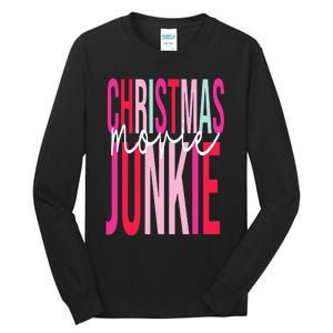 Retro Christmas Movie Junkie Funny Matching Xmas Trees Tall Long Sleeve T-Shirt