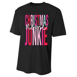 Retro Christmas Movie Junkie Funny Matching Xmas Trees Performance Sprint T-Shirt