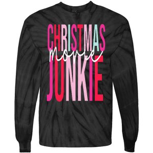 Retro Christmas Movie Junkie Funny Matching Xmas Trees Tie-Dye Long Sleeve Shirt