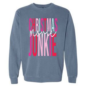 Retro Christmas Movie Junkie Funny Matching Xmas Trees Garment-Dyed Sweatshirt