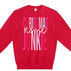 Retro Christmas Movie Junkie Funny Matching Xmas Trees Premium Crewneck Sweatshirt