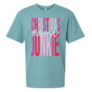 Retro Christmas Movie Junkie Funny Matching Xmas Trees Sueded Cloud Jersey T-Shirt