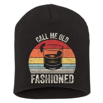 Retro Call Me Old Fashioned Whiskey Wisconsin Short Acrylic Beanie