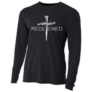 Redeemed Cross Nails Christian Apparel Christian Cooling Performance Long Sleeve Crew