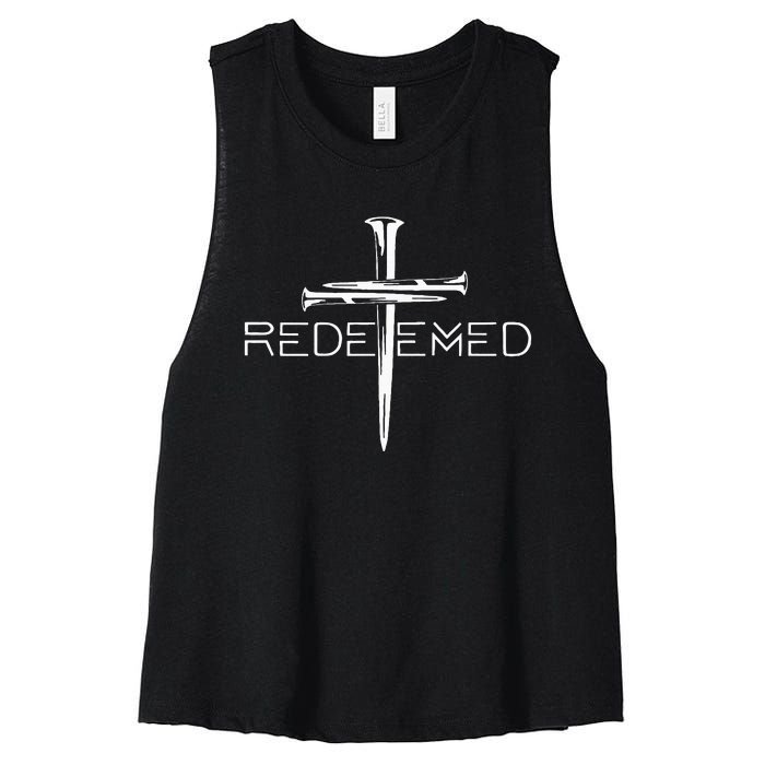 Redeemed Cross Nails Christian Apparel Christian Women's Racerback Cropped Tank