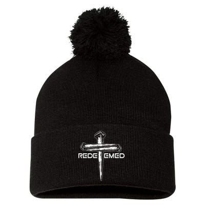 Redeemed Crucifixion Nails Pom Pom 12in Knit Beanie