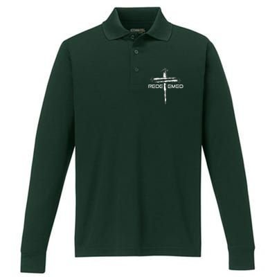 Redeemed Crucifixion Nails Performance Long Sleeve Polo