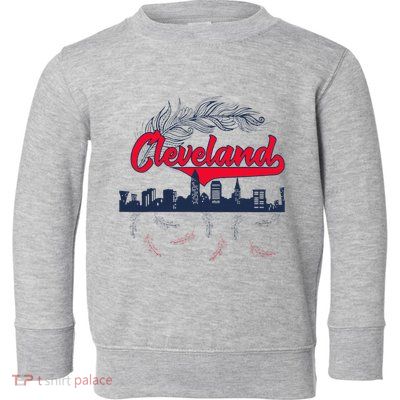 Retro Cleveland Native American Tribe Feathers Gift Toddler Sweatshirt