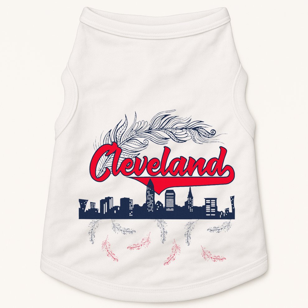 Retro Cleveland Native American Tribe Feathers Gift Doggie Tank