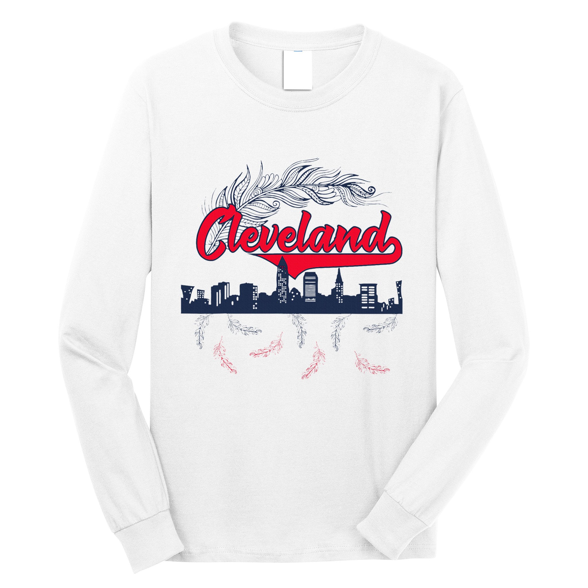 Retro Cleveland Native American Tribe Feathers Gift Long Sleeve Shirt