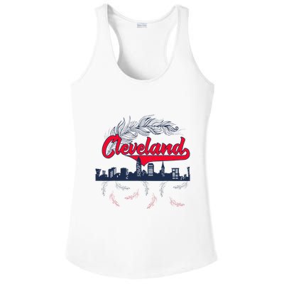 Retro Cleveland Native American Tribe Feathers Gift Ladies PosiCharge Competitor Racerback Tank