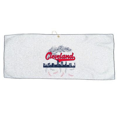 Retro Cleveland Native American Tribe Feathers Gift Large Microfiber Waffle Golf Towel