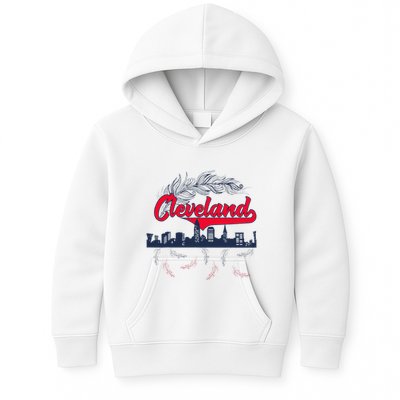 Retro Cleveland Native American Tribe Feathers Gift Kids Hoodie