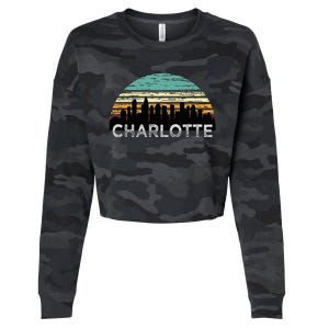 Retro Charlotte North Carolina Print Skyline Cropped Pullover Crew