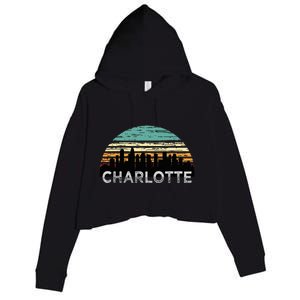 Retro Charlotte North Carolina Print Skyline Crop Fleece Hoodie